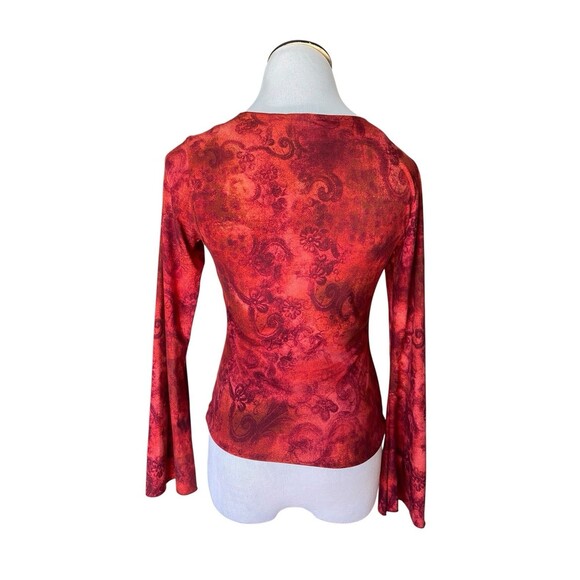 Vintage Y2K Babydoll Top Size S Red Bell Sleeves Witchy Whimsygoth Dark Fairy - Picture 5 of 9